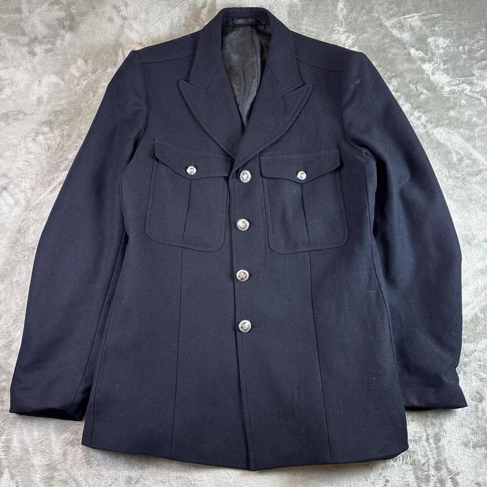 British Military Wool Dress Tunic Jacket Black Uniform Blazer Mens M